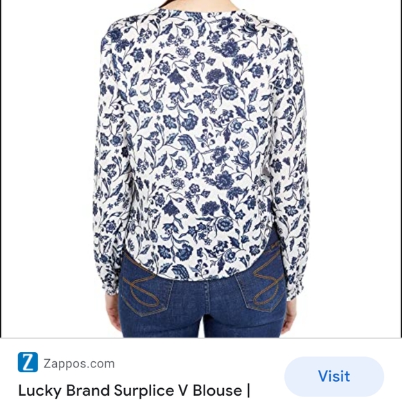 XL Lucky Brand Crop Top Surplice V Blouse Floral - Picture 5 of 5